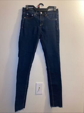 Rag & Bone Size 26 10-Inch Skinny Jeans Dark Wash Raw Hem